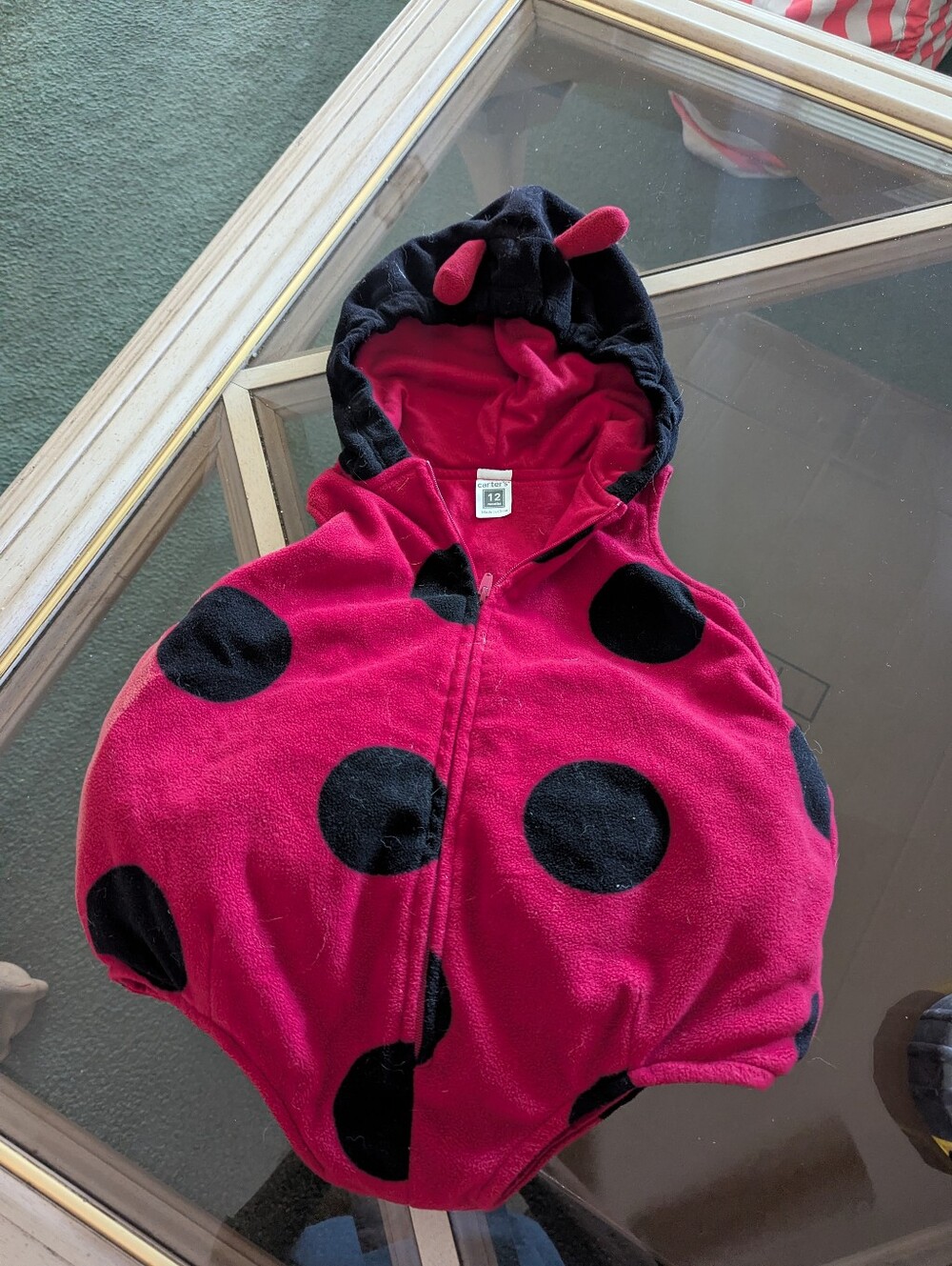 Carter's Red & Black Ladybug Hooded Fleece Costume.